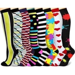3/6/7/8 Pairs Lot Pack Women Men Elastic Sports Climbing Cycling Beautiful Leg Compression Socks Stockings Running Nurse Sox