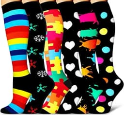 3/6/7/8 Pairs Lot Pack Women Men Elastic Sports Climbing Cycling Beautiful Leg Compression Socks Stockings Running Nurse Sox