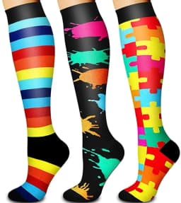 3/6/7/8 Pairs Lot Pack Women Men Elastic Sports Climbing Cycling Beautiful Leg Compression Socks Stockings Running Nurse Sox