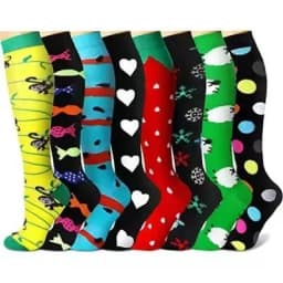 3/6/7/8 Pairs Lot Pack Women Men Elastic Sports Climbing Cycling Beautiful Leg Compression Socks Stockings Running Nurse Sox