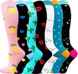 3/6/7/8 Pairs Lot Pack Women Men Elastic Sports Climbing Cycling Beautiful Leg Compression Socks Stockings Running Nurse Sox