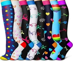 3/6/7/8 Pairs Lot Pack Women Men Elastic Sports Climbing Cycling Beautiful Leg Compression Socks Stockings Running Nurse Sox