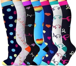3/6/7/8 Pairs Lot Pack Women Men Elastic Sports Climbing Cycling Beautiful Leg Compression Socks Stockings Running Nurse Sox