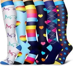 3/6/7/8 Pairs Lot Pack Women Men Elastic Sports Climbing Cycling Beautiful Leg Compression Socks Stockings Running Nurse Sox