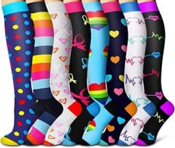 3/6/7/8 Pairs Lot Pack Women Men Elastic Sports Climbing Cycling Beautiful Leg Compression Socks Stockings Running Nurse Sox