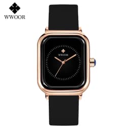 WWOOR Luxury Brand Watches For Women Fashion Square Purple Ladies Quartz Wristwatch Waterproof Silicone Band Relogio Feminino