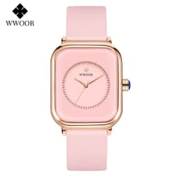 WWOOR Luxury Brand Watches For Women Fashion Square Purple Ladies Quartz Wristwatch Waterproof Silicone Band Relogio Feminino