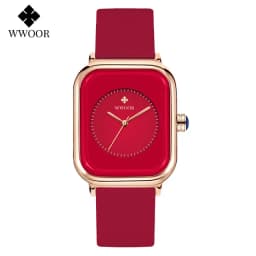 WWOOR Luxury Brand Watches For Women Fashion Square Purple Ladies Quartz Wristwatch Waterproof Silicone Band Relogio Feminino
