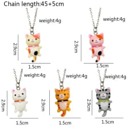 Yungqi Cartoon Colorful Resin Cat Pendant Necklaces For Women Men Best Friend Lovely Animal Pet Pendant Couple Necklace Jewelry
