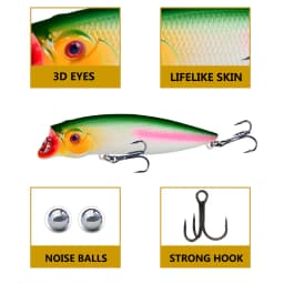 1pcs Popper Fishing Lure 9.5cm 11.5g Floating Bait Hard ABS Plastic Wobbler Rattlin Pesca Crankbait Minnow Spoon Fishing Tackle