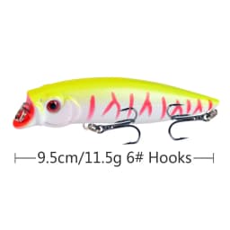 1pcs Popper Fishing Lure 9.5cm 11.5g Floating Bait Hard ABS Plastic Wobbler Rattlin Pesca Crankbait Minnow Spoon Fishing Tackle