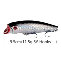 1pcs Popper Fishing Lure 9.5cm 11.5g Floating Bait Hard ABS Plastic Wobbler Rattlin Pesca Crankbait Minnow Spoon Fishing Tackle