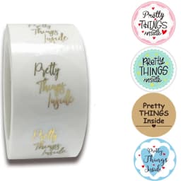 100-500pcs 1inch Round Pretty Things Inside Stickers Pink Gold Thank You Stickers Handmade Gift Packaging Business Seal Label
