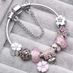 2024 Trendy Silver Cokor Love Key Charm Bracelet With Murano Glass Beads Bracelets For Women Wife Jewelry Pulseras Dropshipping