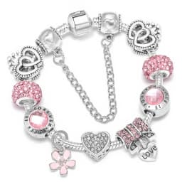 2024 Trendy Silver Cokor Love Key Charm Bracelet With Murano Glass Beads Bracelets For Women Wife Jewelry Pulseras Dropshipping