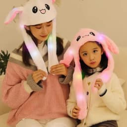 Rabbit Hat With Moving Ears Funny Headband- Ears Popping Up When Pressing The Paws Cute Plush Bunny Hair Band For Kids Adults