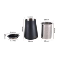 Reusable 3 In 1 Coffee Powder Filter Cup Sieve Cocoa Flour Dustproof Grinder Barista Tools Black, Silver