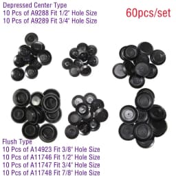 60pcs Flush Mount Black Plastic Hole Plug Assortment Auto Body Sheet Metal With Depressed Center Type And Flush Type car accesso