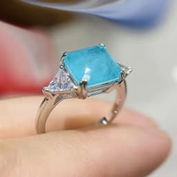 925 Sterling Silver Wedding Finger Rings For Women 9mmx9mm Paraiba Emerald Tourmaline Gemstone Ring Engagement Party Jewelry