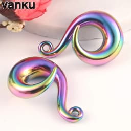 Vanku 2pcs Stainless Steel DIY Ear Weight Hooks Dangle Earring Ear Plug Tunnels Expander Stretchers Piercing Body Jewelry