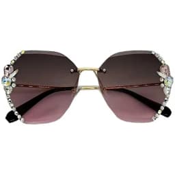 Luxury Brand Design Vintage Rimless Rhinestone Sunglasses Women Men Fashion Gradient Lens Sun Glasses Shades for Female