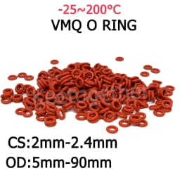 10Pcs CS 2mm-2.4mm Red Silicone VMQ O-Ring Gasket Food Grade Sealing Ring Waterproof and Insulated OD 5 ~90mm