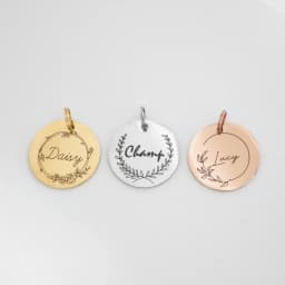 Custom Engraved Name Date Round Coin Stainless Steel Personalized ID Tag Accessory Jewelry Pendant Fit for Bracelet Necklace