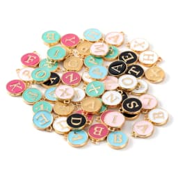 10pcs Initial Alphabet Letter Double Face Enamel Charms Pendants 12mm For Jewelry Making Bracelet Handmade Craft