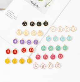 10pcs Initial Alphabet Letter Double Face Enamel Charms Pendants 12mm For Jewelry Making Bracelet Handmade Craft