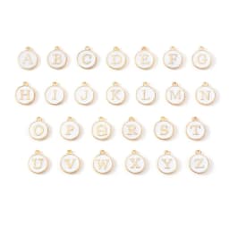 10pcs Initial Alphabet Letter Double Face Enamel Charms Pendants 12mm For Jewelry Making Bracelet Handmade Craft