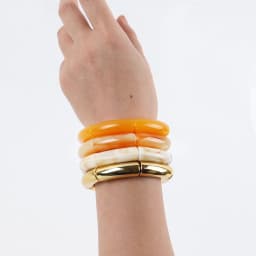 Trendy Resin Geometric Beaded Bracelets on Hand Acrylic Bamboo Tube Bangles Bracelets For Women Fashion Jewelry Valentines Gift