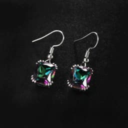 Trendy 925 Sterling Silver Jewelry Sets for Women Ethnic Square Rhinestone Pendant Necklace Hook Earrings Set Party Jewelry GIft