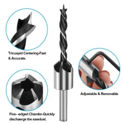 4pcs Carpentry Drill+1pc Wrech 3mm-6mm HSS Flute Countersink Drill Bits Set Chamfer Reamer For Woodworking Drill Bit Power Tools