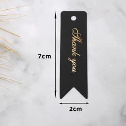 50Pcs 2x7cm Gold Foil Thank You Tag Cake Decoration for Wedding Guest Gift Birthday Party Labels Paper Tags Gift Listing Card