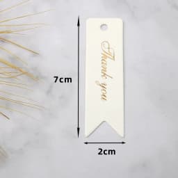 50Pcs 2x7cm Gold Foil Thank You Tag Cake Decoration for Wedding Guest Gift Birthday Party Labels Paper Tags Gift Listing Card