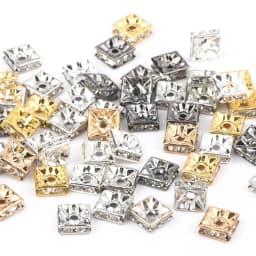50pcs Square Rhinestone Crystal Spacer Beads 6 8mm Silver Plated Rondelle Loose Beads for DIY Bracelets Jewelry Making Crafts