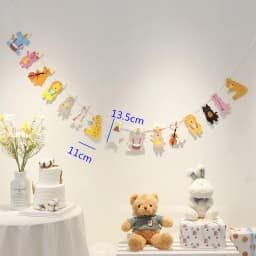 Ins Boy Girl Happy Birthday Room Garland Banner Pennant Background Decoration Baby Shower Animal Princess Theme Hanging Flags