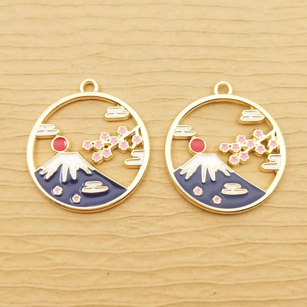 10pcs Sun Mountain Charm for Jewelry Making Enamel Pendant Necklace Bracelet Accessories Diy Supplies Zinc Alloy Gold Plated