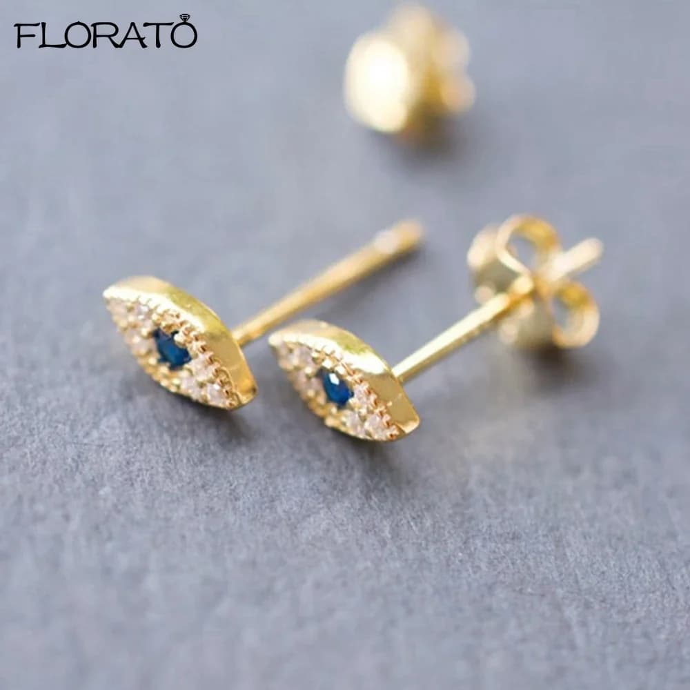 925 Sterling Silver Ear Needle Ladies High Zircon Blue Eye Stud Earrings Minimalist Fashion Luxury For Women Birthday Jewelry