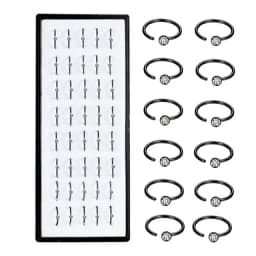 40/60Piece Stainless Steel Nose Stud Pack Crystal Nose Piercing Hoop Bulk L Shape Nose Ring Set Bend Piercing Nariz Body Jewelry