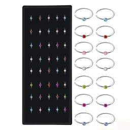 40/60Piece Stainless Steel Nose Stud Pack Crystal Nose Piercing Hoop Bulk L Shape Nose Ring Set Bend Piercing Nariz Body Jewelry
