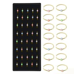 40/60Piece Stainless Steel Nose Stud Pack Crystal Nose Piercing Hoop Bulk L Shape Nose Ring Set Bend Piercing Nariz Body Jewelry