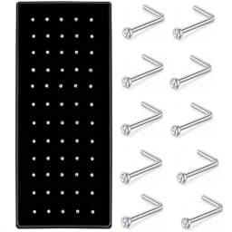 40/60Piece Stainless Steel Nose Stud Pack Crystal Nose Piercing Hoop Bulk L Shape Nose Ring Set Bend Piercing Nariz Body Jewelry