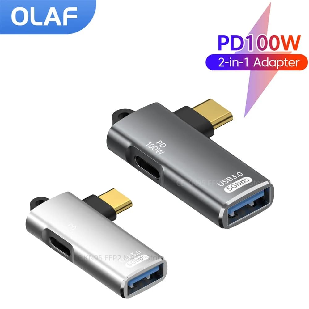 2 in 1 Type C OTG Adapter 10W/PD100W USB C/Type C To USB A Fast Charging Converter OTG For Phone Tablet Computer USB C Adapter