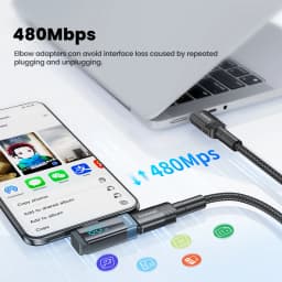 Toocki 90 Degree Lightning to Type C Adapter OTG Connector Digital Display PD 60W Fast Charge for iPhone 16 15 Lightning to USBC