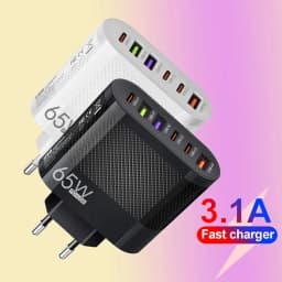 3.1A 6 in 1 3USB 3PD Charger QC3.0 Fast Charging Quick Charger For Samsung S23 Xiaomi Mobile Phone Charge Adapter EU//US/UK Plug