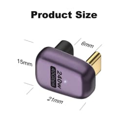 NNBILI 1-2PCS 240W USB C 180° Adapter U Shape Type C Male to Female 40Gbps Connector for Thunderbolt MacBook Laptop Tablet ﻿