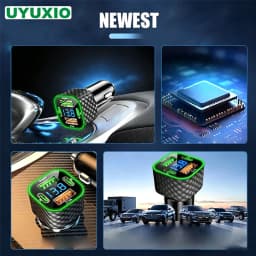 UYUXIO USB C Car Phone Charger Dual PD 4 in 1 with Voltage Display Super Fast Charge Adapter for iPhone Xiaomi Oppo Vivo Samsung