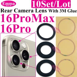10pcs A+ Back Camera Glass for iPhone 17 Air 16 Plus 15 Pro Max 14 13 Mini 12 Rear Camera Glass Lens Cover Holder Parts