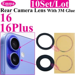 10pcs A+ Back Camera Glass for iPhone 17 Air 16 Plus 15 Pro Max 14 13 Mini 12 Rear Camera Glass Lens Cover Holder Parts